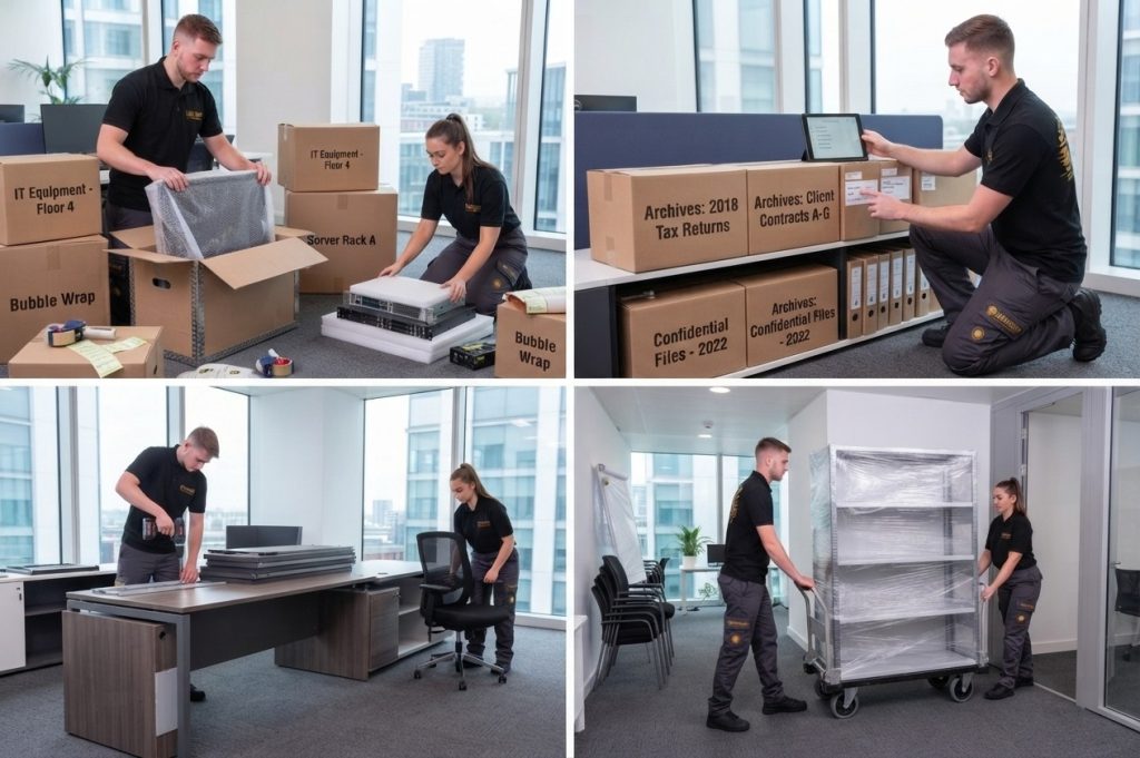 Office removal company moving workplace equipment