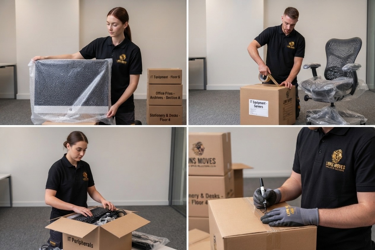 Office removal specialists packing equipment
