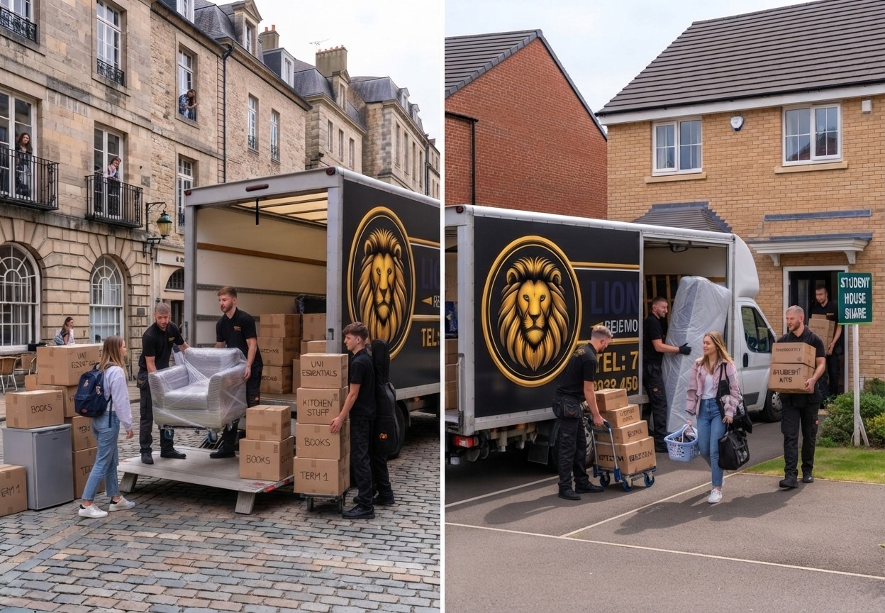 Student movers loading furniture